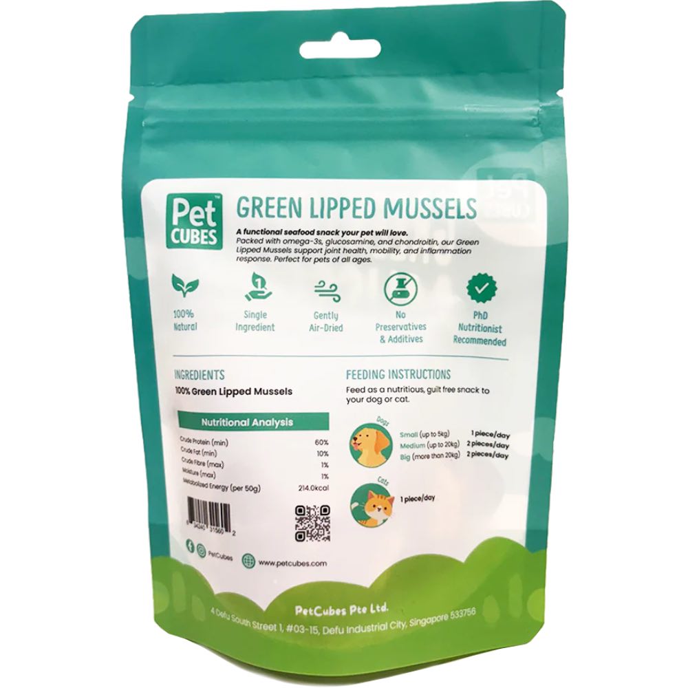PetCubes Green Lipped Mussels Grain-Free Treats For Cats & Dogs 50g