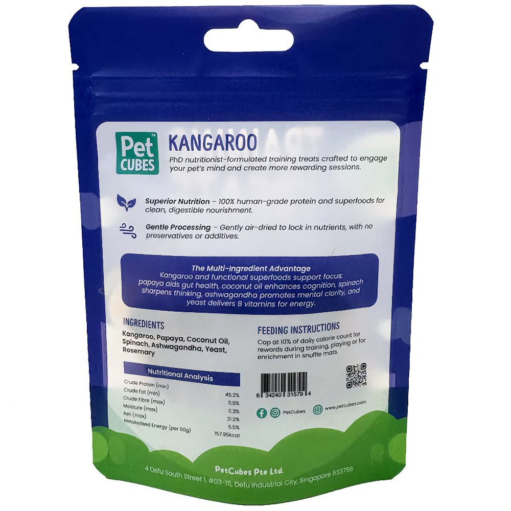 PetCubes Kangaroo Air Dried Training Treats For Cats & Dogs 50g