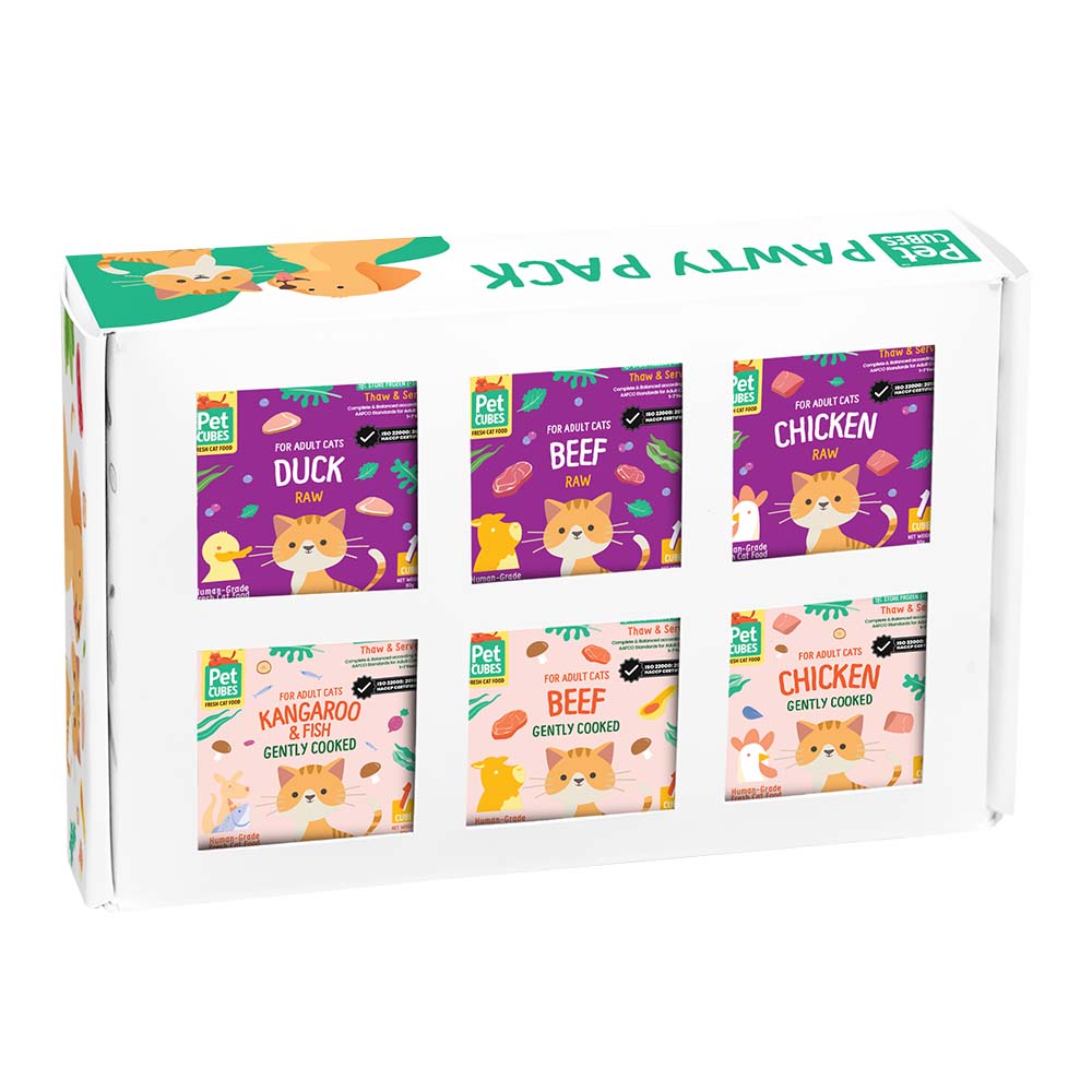 PetCubes Pawty Pack Mixed Frozen Cat Food Trial Kit 480g