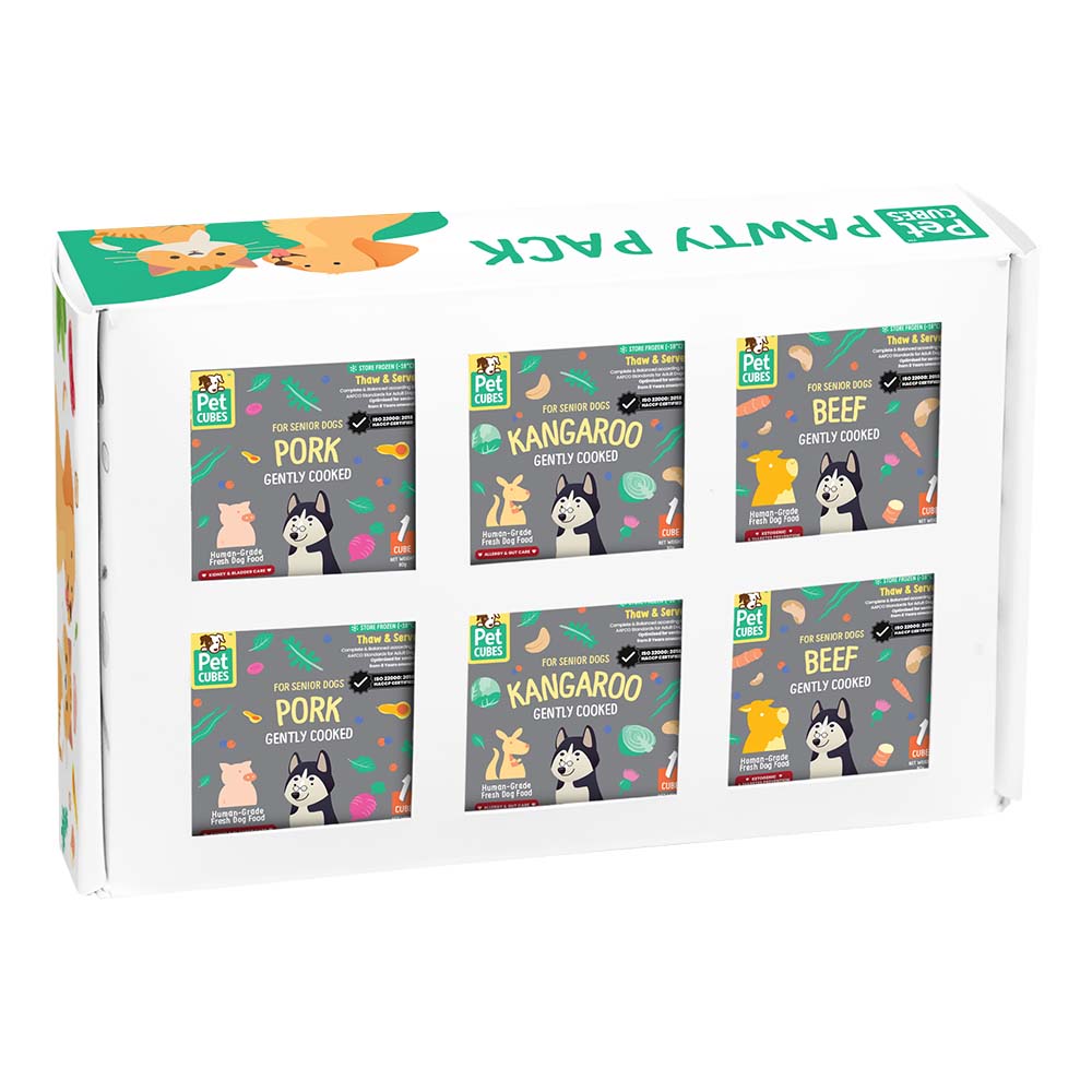 PetCubes Pawty Pack Senior Gently Cooked Frozen Dog Food Trial Kit 480g