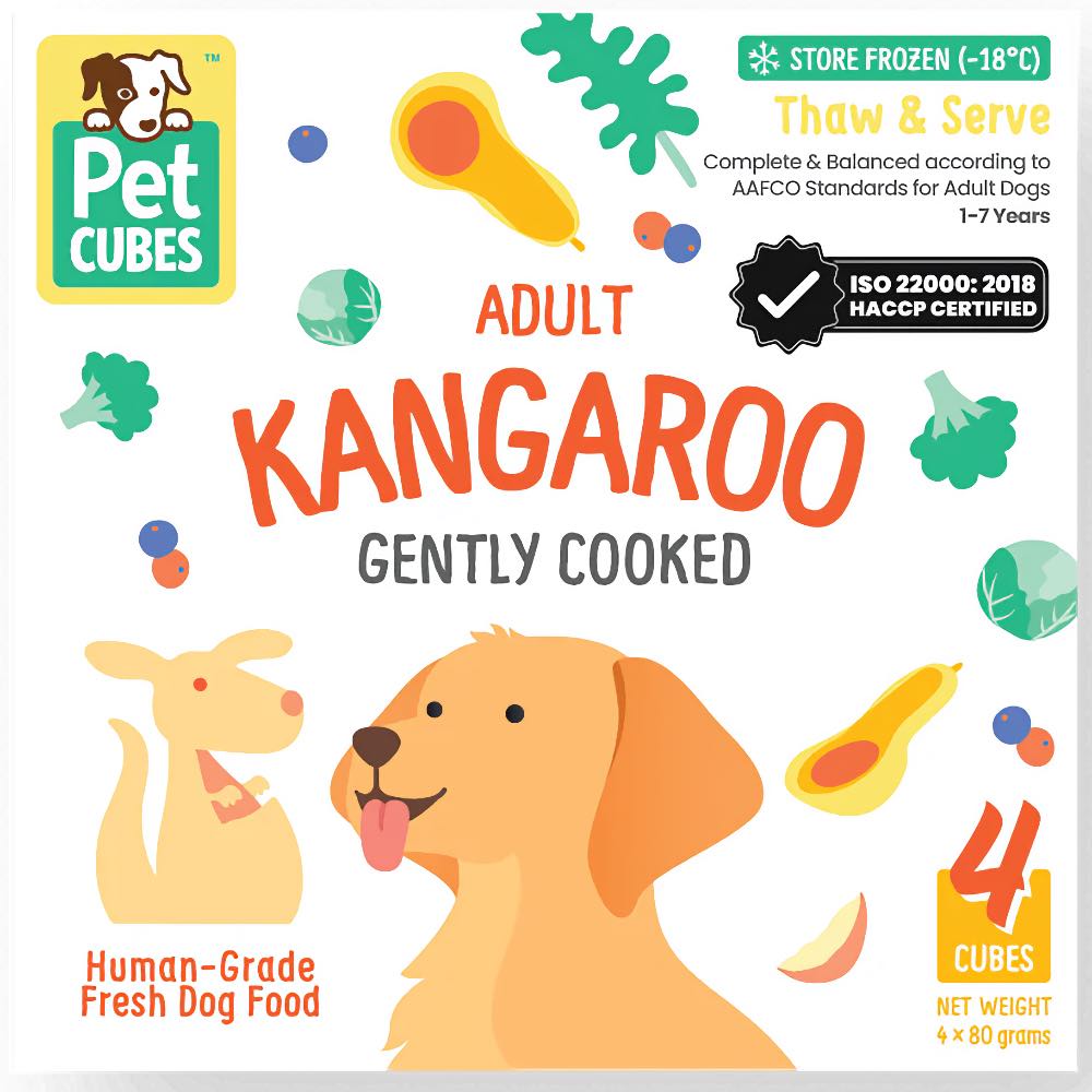 PetCubes Gently Cooked Kangaroo Grain-Free Frozen Dog Food 2.24kg