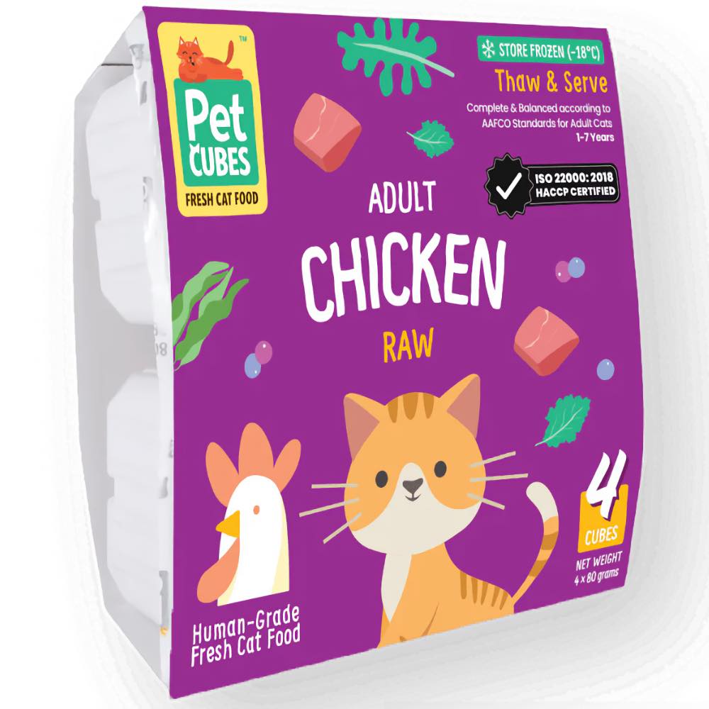 PetCubes Raw Chicken Frozen Cat Food 1.28kg