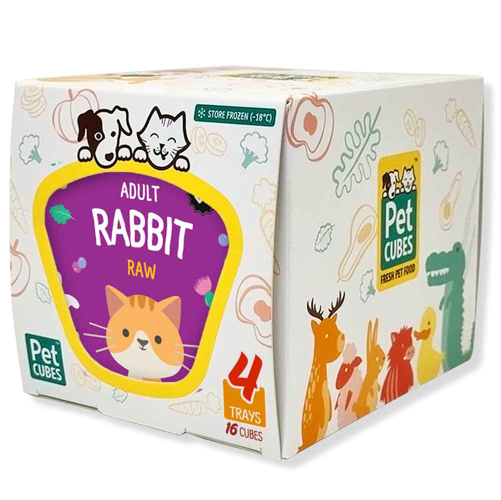 PetCubes Raw Rabbit Frozen Cat Food 1.28kg