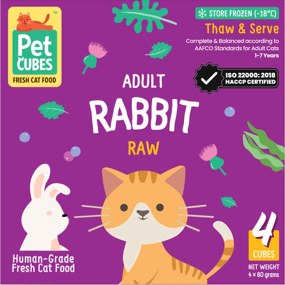 PetCubes Raw Rabbit Frozen Cat Food 1.28kg