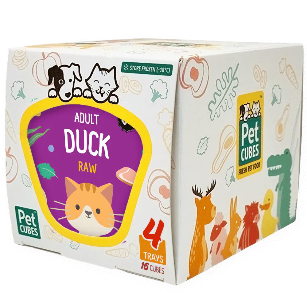 PetCubes Raw Duck Frozen Cat Food 1.28kg - Kohepets