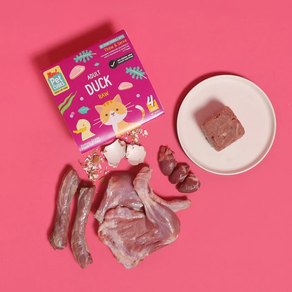 PetCubes Raw Duck Frozen Cat Food 1.28kg - Kohepets