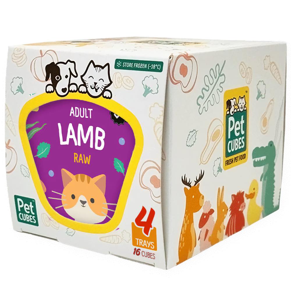 PetCubes Raw Lamb Frozen Cat Food 1.28kg - Kohepets