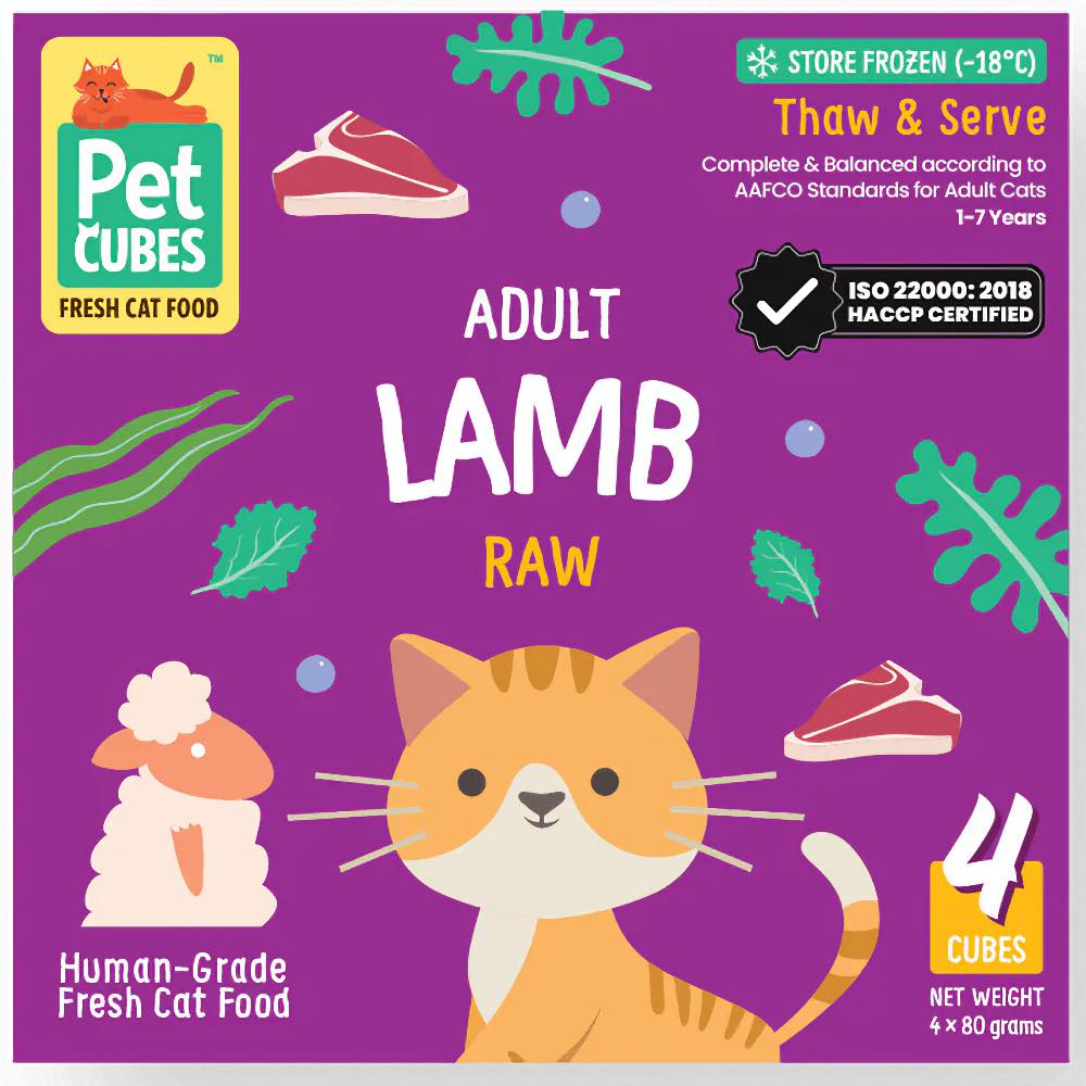 PetCubes Raw Lamb Frozen Cat Food 1.28kg - Kohepets