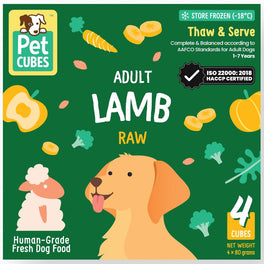PetCubes Raw Lamb Grain-Free Frozen Dog Food 2.25kg