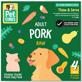 PetCubes Raw Pork Grain-Free Frozen Dog Food 2.25kg