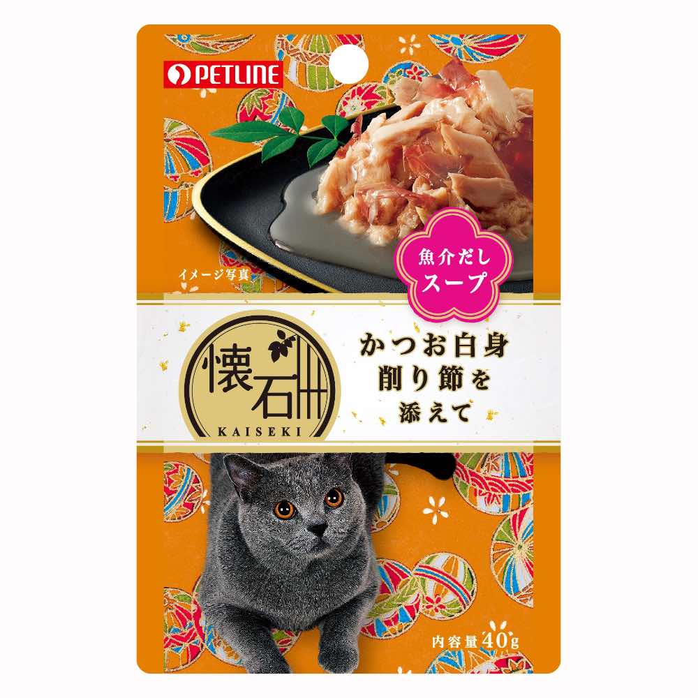 Petline Kaiseki Katsuo White Meat with Kezuribushi in Soup Pouch Cat Food 40g x 12 (Exp 1Aug25)