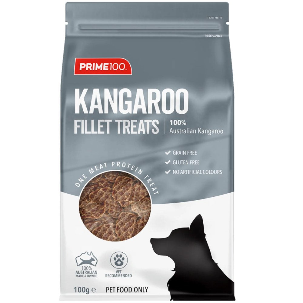 Prime100 Single Protein Kangaroo Fillets Air Dried Dog Treats 100g