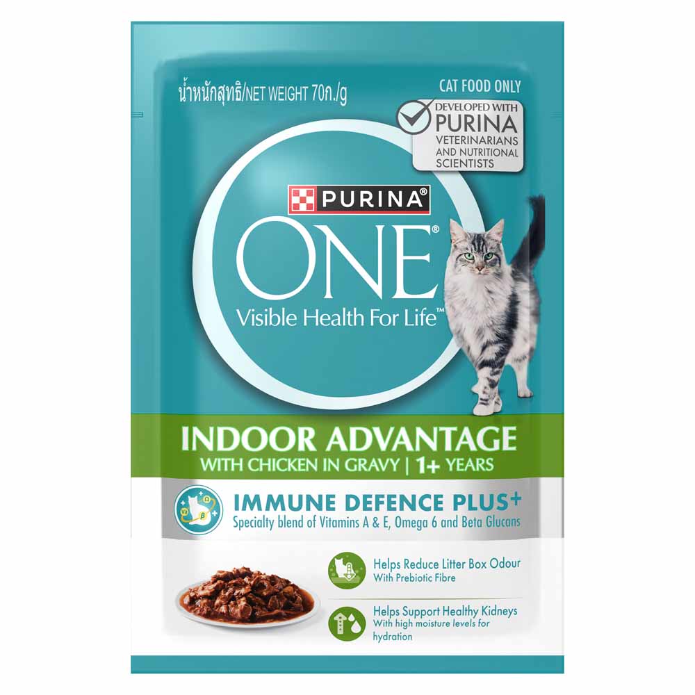 Purina One Indoor Advantage Chicken in Gravy Pouch Cat Food 70g x 12