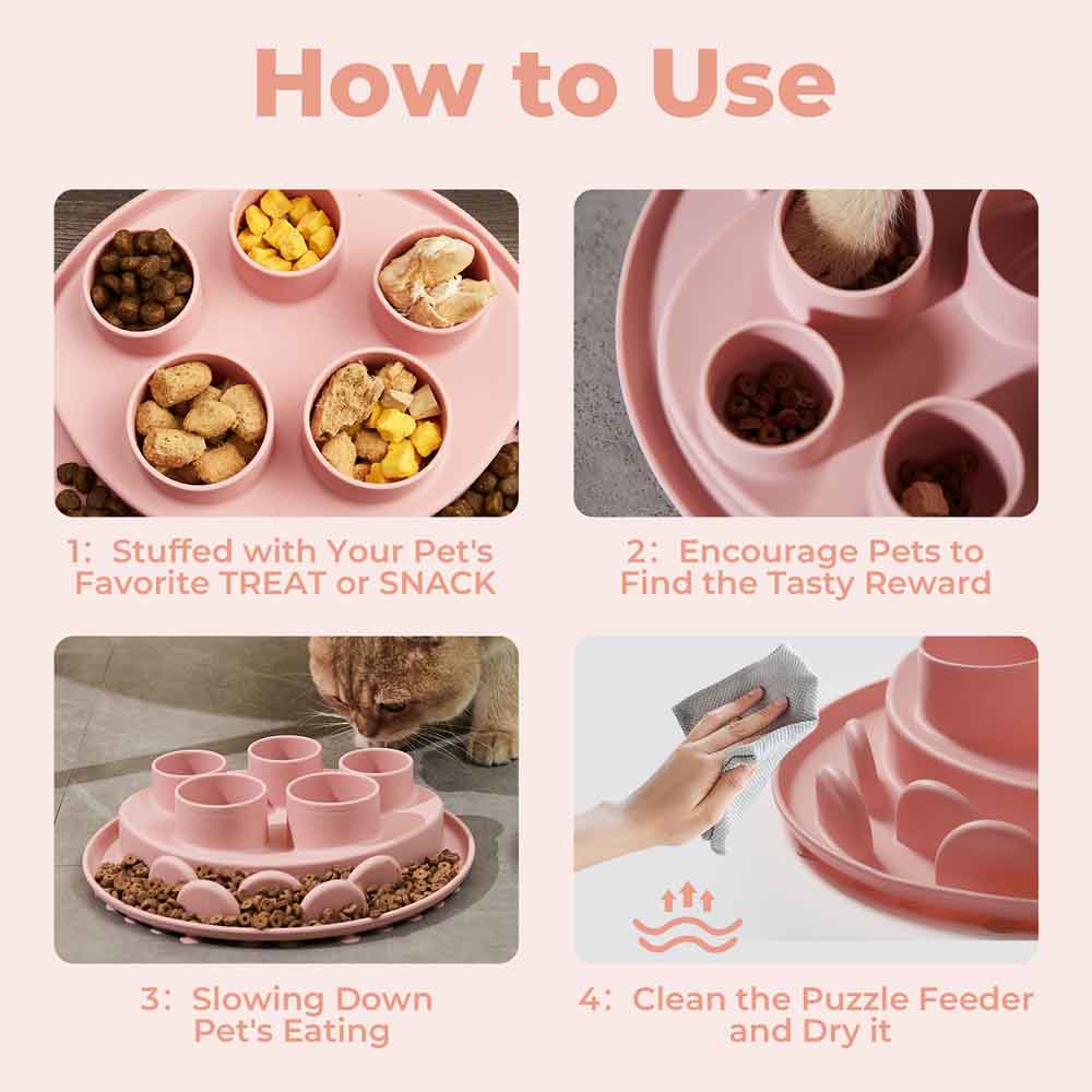 KOHE-VERSARY 10% OFF: Puzzle Feeder Digger Interactive Cat Bowl (Pink)