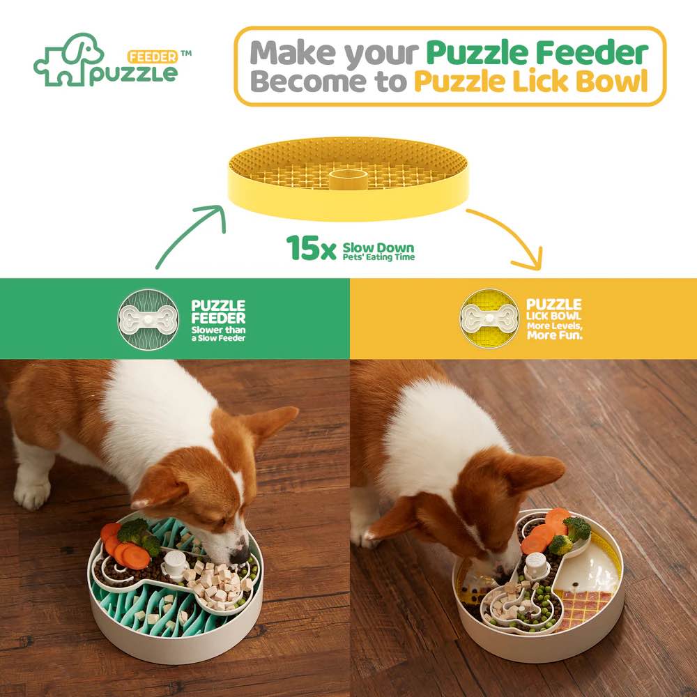 Puzzle Feeder Interactive Dog Bowl Licking Mat Accessory (Yellow) - Kohepets