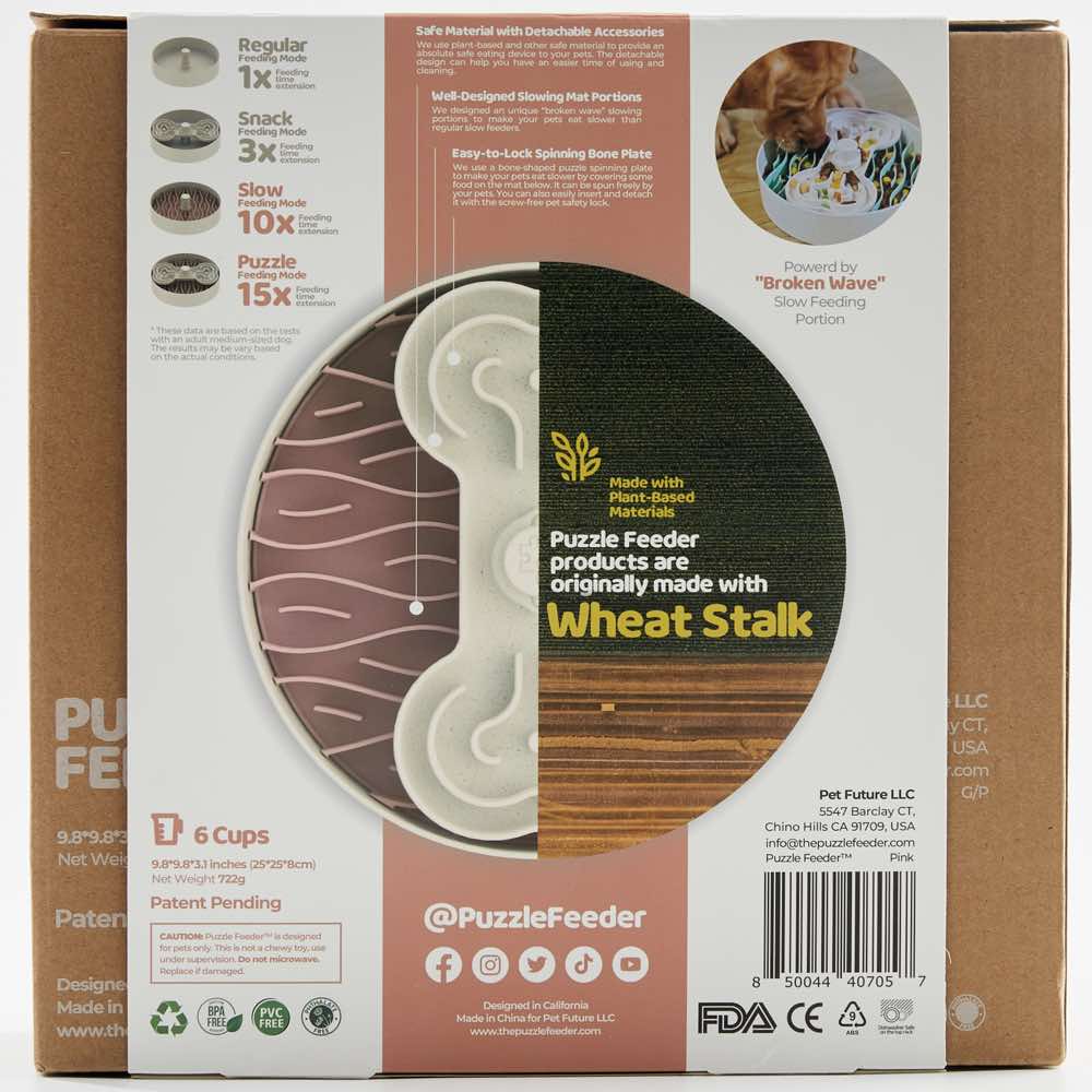 KOHE-VERSARY 10% OFF: Puzzle Feeder Interactive Dog Bowl (Broken Wave, Pink)