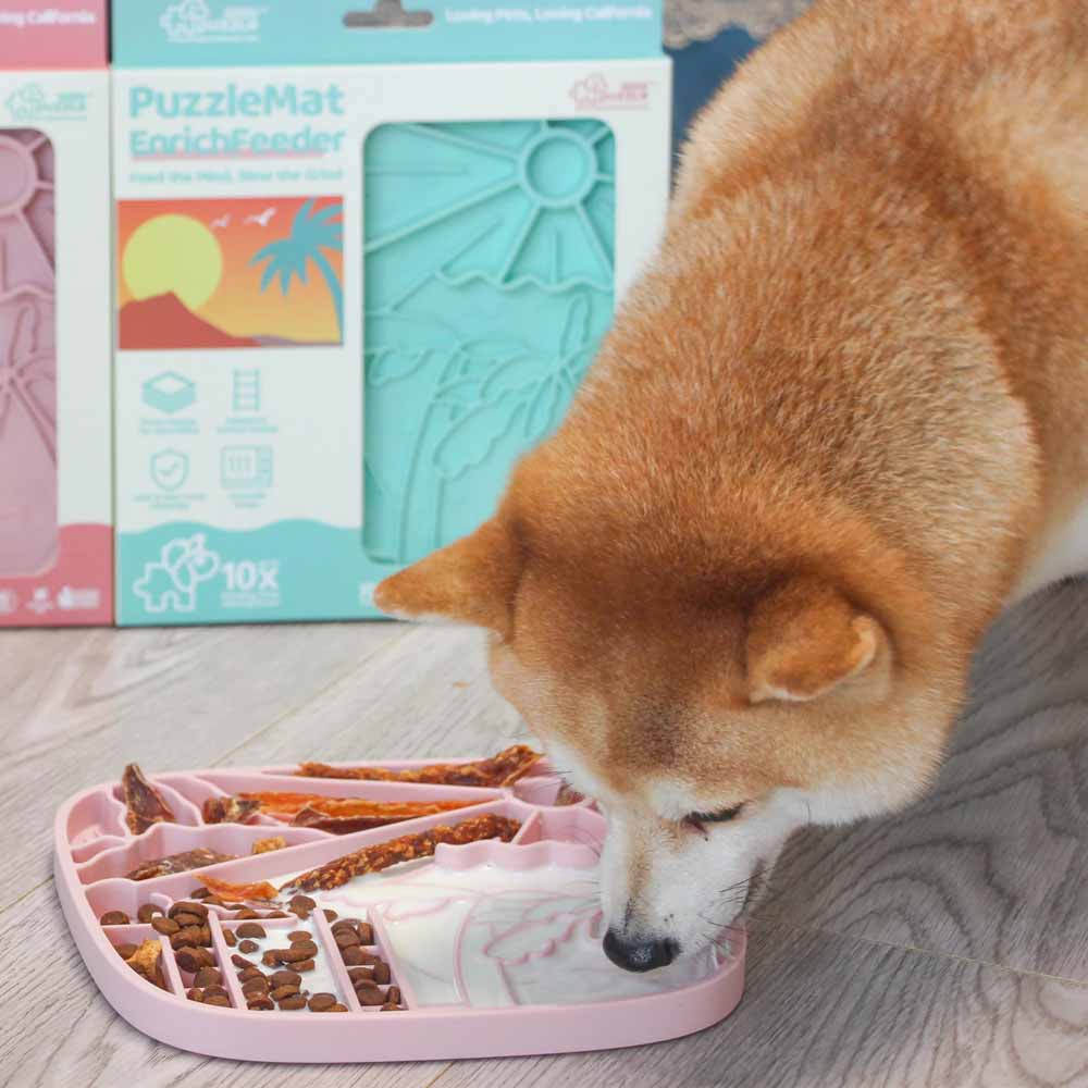 Puzzle Feeder Interactive Dog Lick Mat (California Pink) - Kohepets