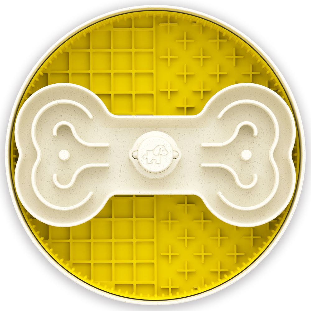 KOHE-VERSARY 10% OFF: Puzzle Feeder Lick Interactive Dog Bowl (Yellow)