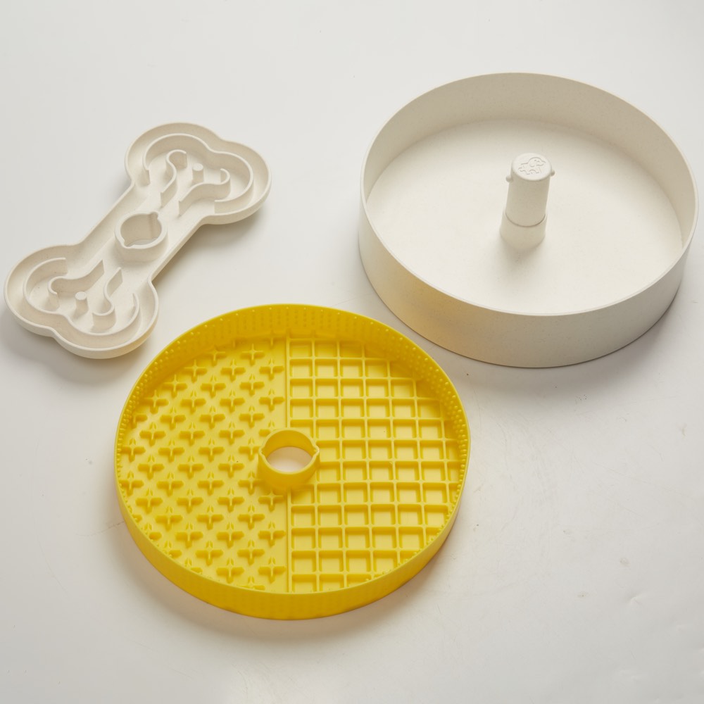 KOHE-VERSARY 10% OFF: Puzzle Feeder Lick Interactive Dog Bowl (Yellow)