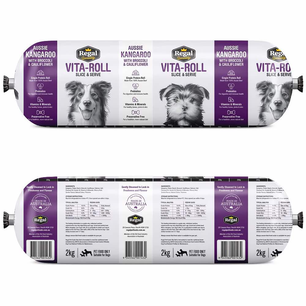 Regal Kangaroo With Broccoli & Cauliflower Frozen Roll Dog Food 2kg