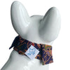 RuffCo Handcrafted Bowtie Button Collar For Cats & Dogs (Blue Batik)