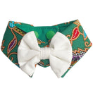 RuffCo Handcrafted Bowtie Button Collar For Cats & Dogs (Green Batik)