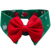 RuffCo Handcrafted Bowtie Button Collar For Cats & Dogs (Green Christmas)