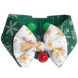 RuffCo Handcrafted Bowtie Button Collar For Cats & Dogs (Green Snowflake) - Kohepets