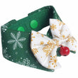 RuffCo Handcrafted Bowtie Button Collar For Cats & Dogs (Green Snowflake) - Kohepets