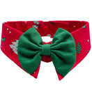 RuffCo Handcrafted Bowtie Button Collar For Cats & Dogs (Red Christmas)