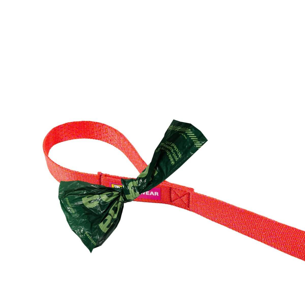 Poop bag loop on the handle of the Ruffwear Flex Leash Rose Violet. 
