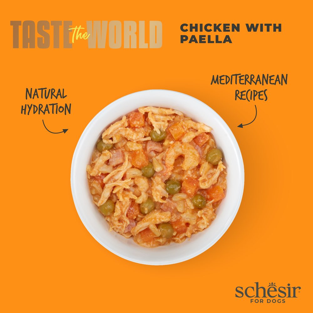 35% OFF: Schesir Taste The World Chicken With Paella Adult Canned Dog Food 150g