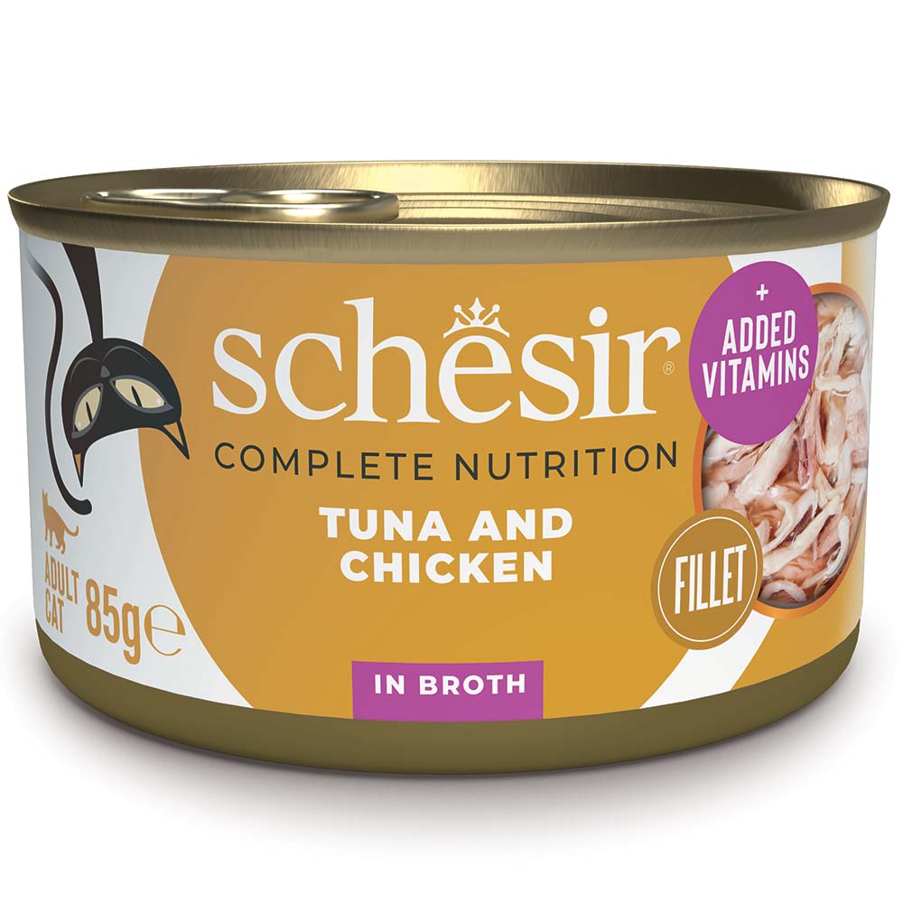 Schesir Tuna with Chicken in Broth Adult Canned Cat Food 85g - Kohepets