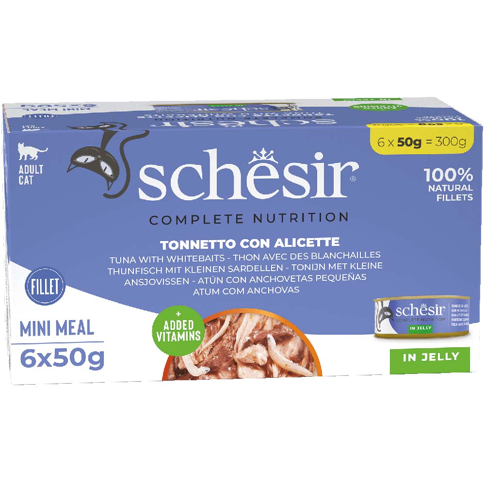 19% OFF: Schesir Tuna with Whitebaits in Natural Jelly Adult Canned Cat Food Multipack 50g x 6