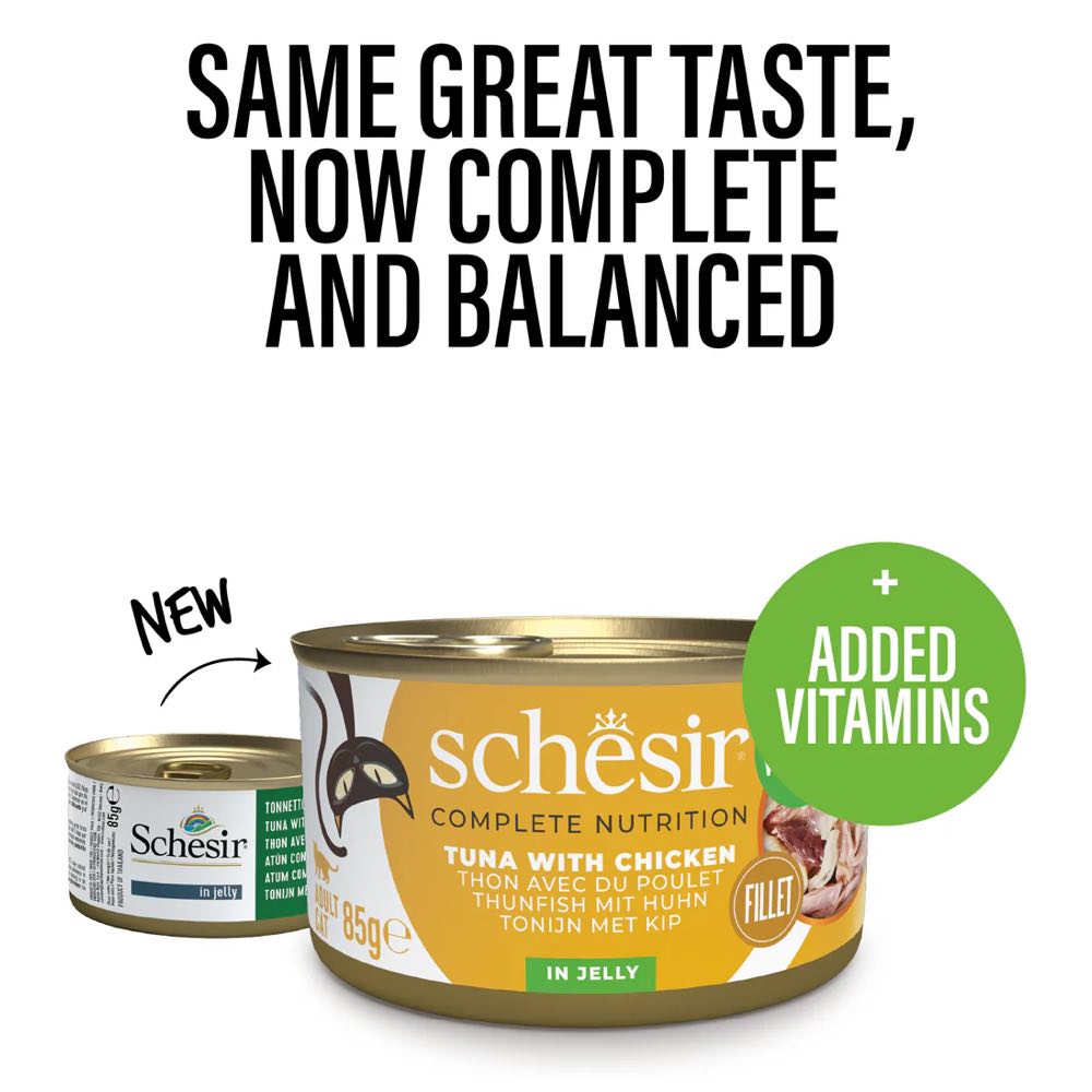Schesir Tuna with Chicken Fillet in Jelly Adult Canned Cat Food 85g - Kohepets