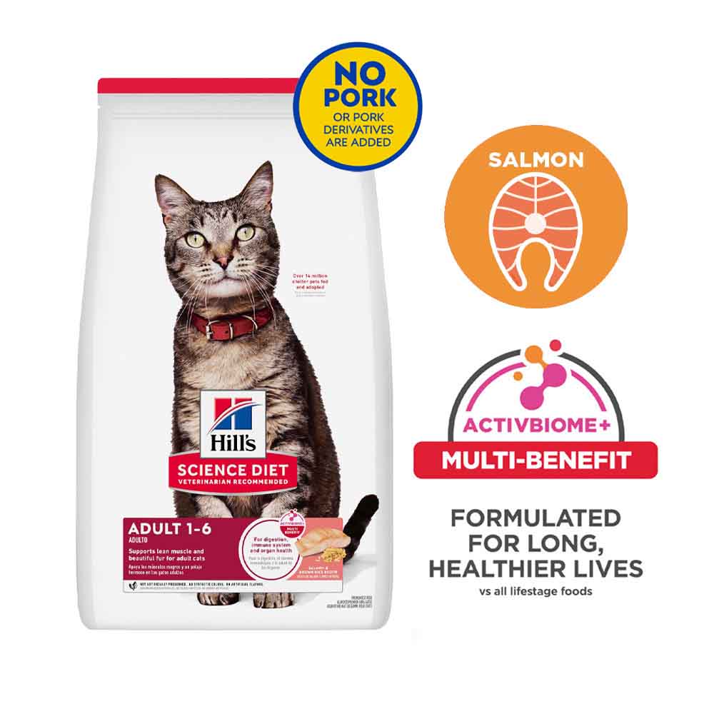 Science Diet Adult Salmon & Brown Rice Dry Cat Food 3.5lb - Kohepets