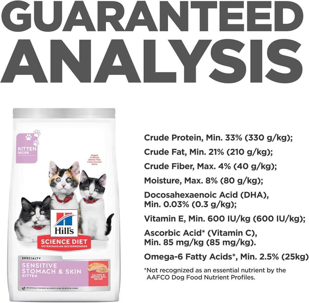 Science Diet Kitten Sensitive Stomach & Skin Salmon & Brown Rice Dry Cat Food 3.5lb - Kohepets