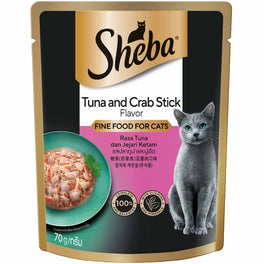 20% OFF: Sheba Tuna & Crab Stick Pouch Cat Food 70g x 12