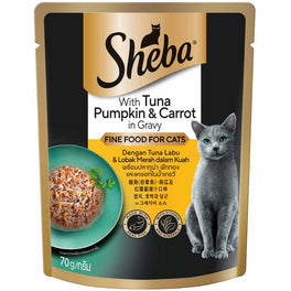 20% OFF: Sheba Tuna Pumpkin & Carrot in Gravy Pouch Fine Cat Food 70g x 12