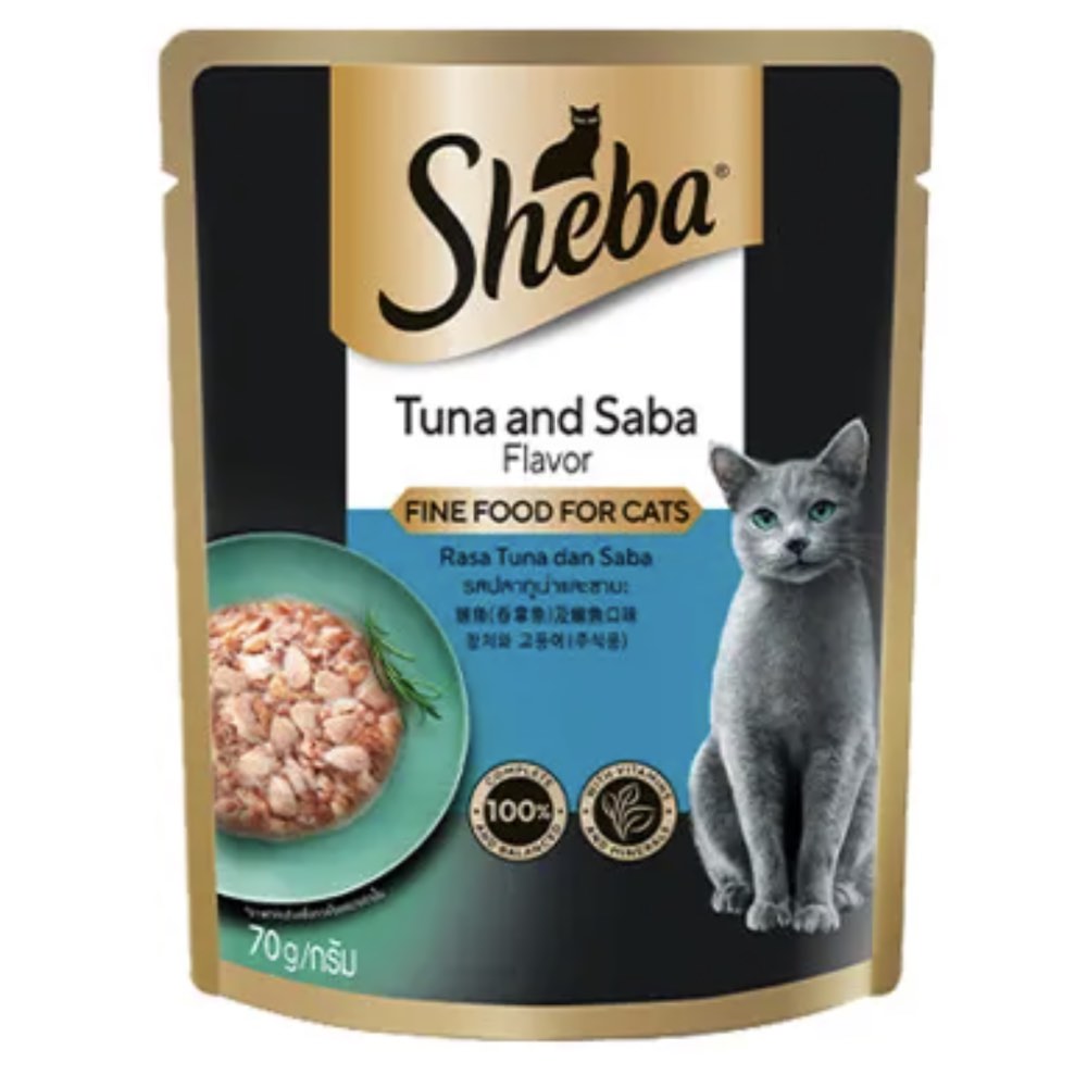 20% OFF: Sheba Tuna & Saba Pouch Cat Food 70g x 12