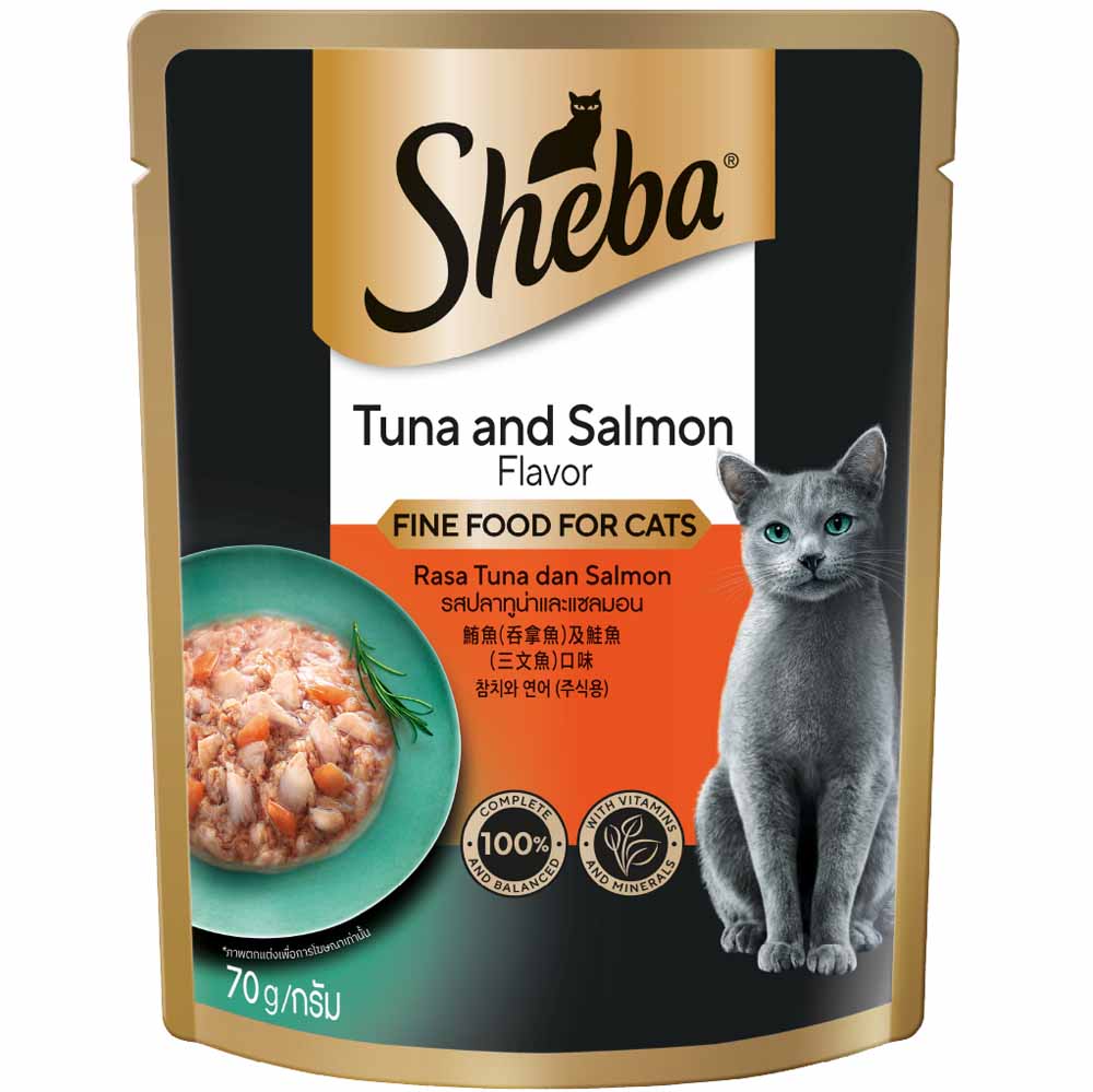 20% OFF: Sheba Tuna & Salmon Pouch Cat Food 70g x 12