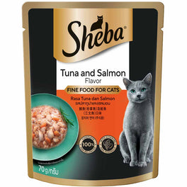20% OFF: Sheba Tuna & Salmon Pouch Cat Food 70g x 12