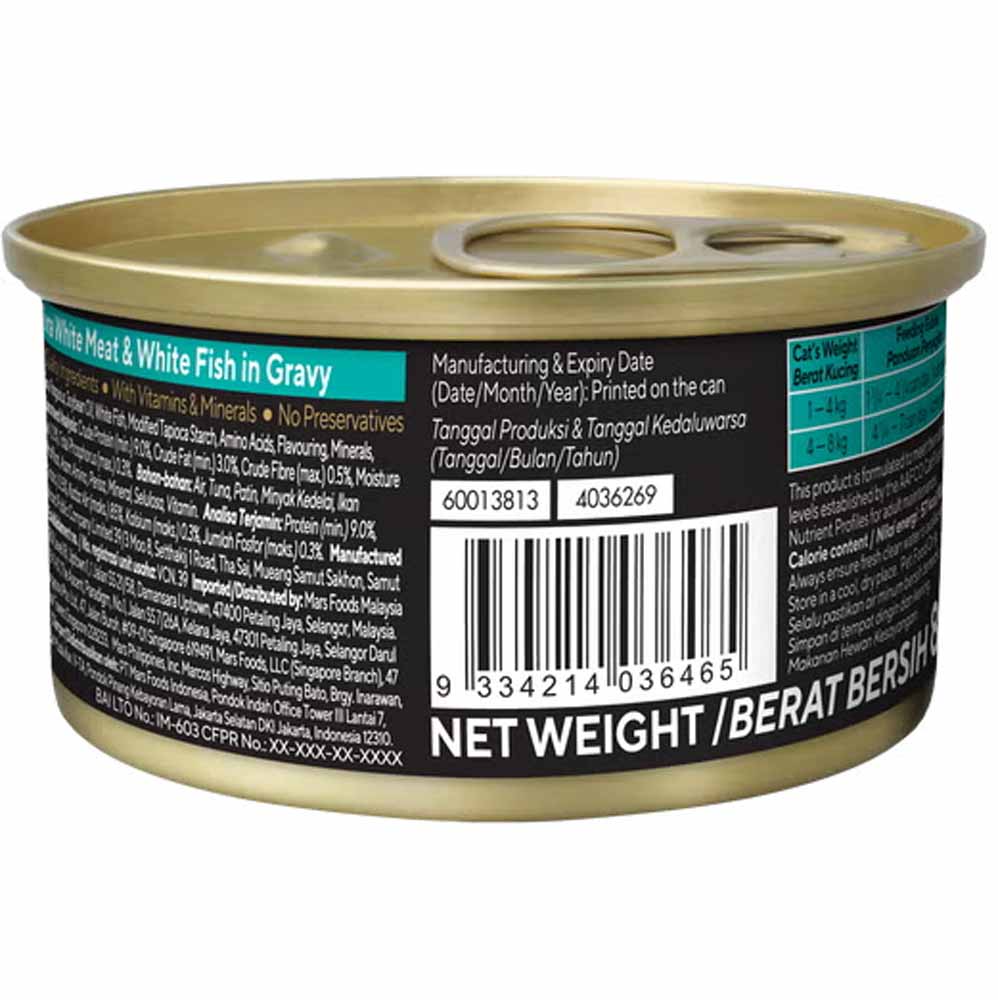 Sheba Tuna White Meat & White Fish In Gravy Adult Canned Cat Food 85g x 24