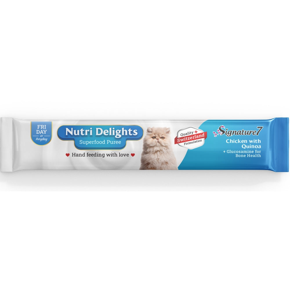 Signature7 Nutri Delights Superfood Chicken With Quinoa & Glucosamine (Fri) Puree Cat Treats 60g