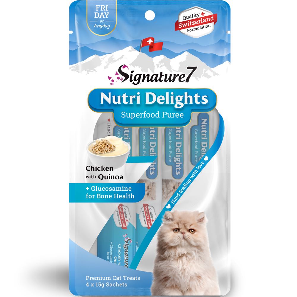 Signature7 Nutri Delights Superfood Chicken With Quinoa & Glucosamine (Fri) Puree Cat Treats 60g
