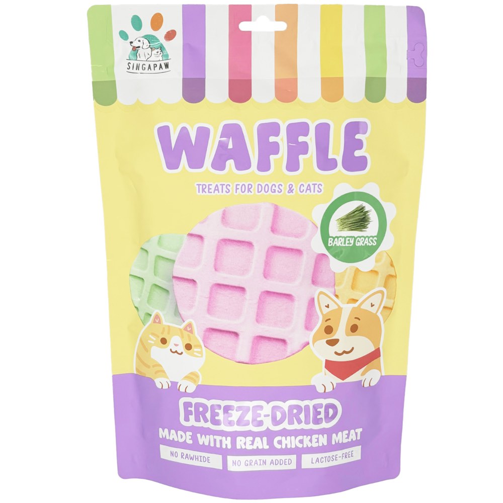 18% OFF: Singapaw Waffle Chicken & Barley Grass Grain-Free Freeze-Dried Treats For Cats & Dogs 120g