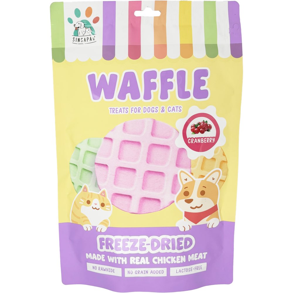 18% OFF: Singapaw Waffle Chicken & Cranberry Grain-Free Freeze-Dried Treats For Cats & Dogs 120g