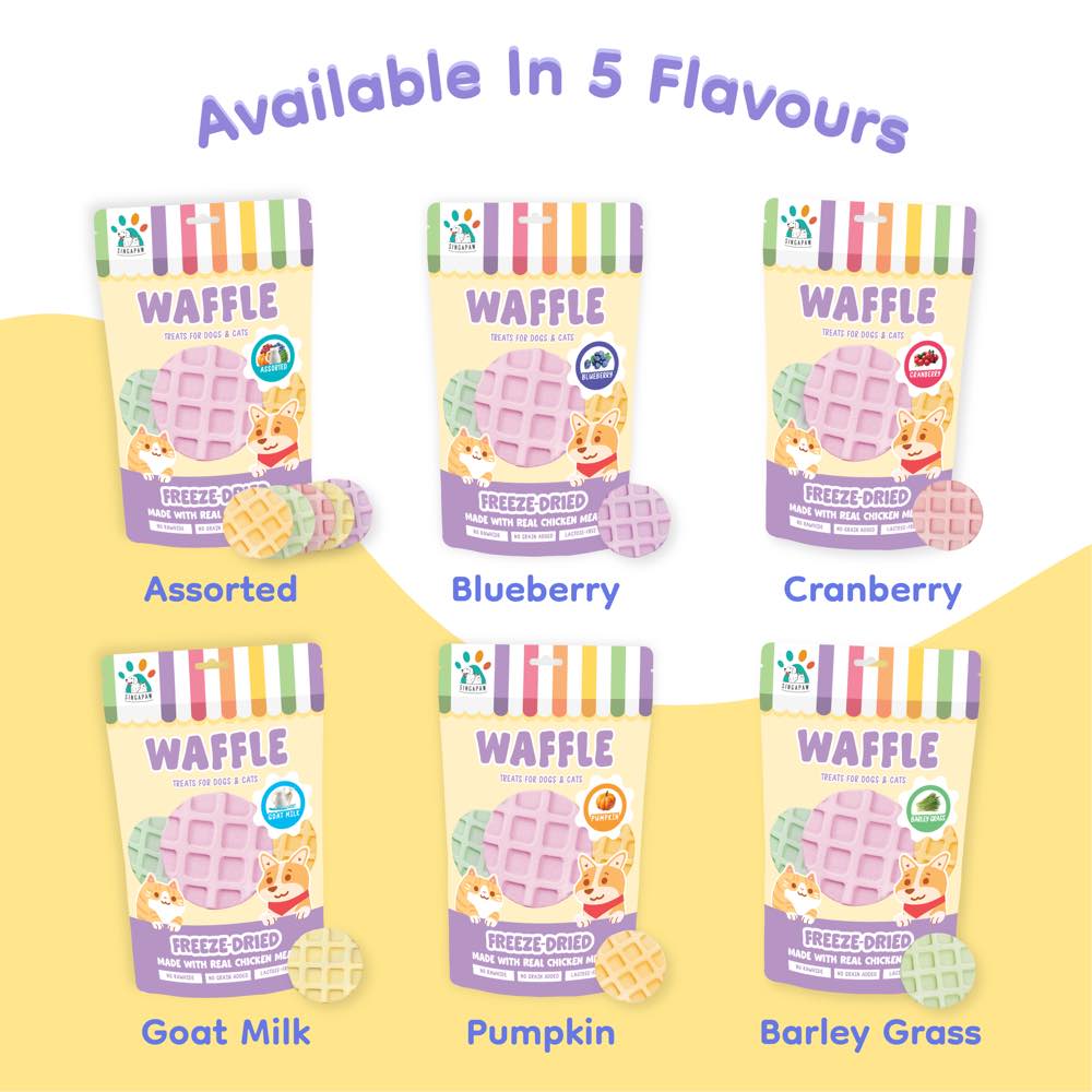 18% OFF: Singapaw Waffle Assorted Flavors Grain-Free Freeze-Dried Treats For Cats & Dogs 120g