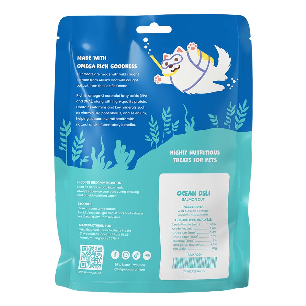 Singapaw Wild Alaskan Salmon Prime Cut Air-Dried Dog Treats 70g
