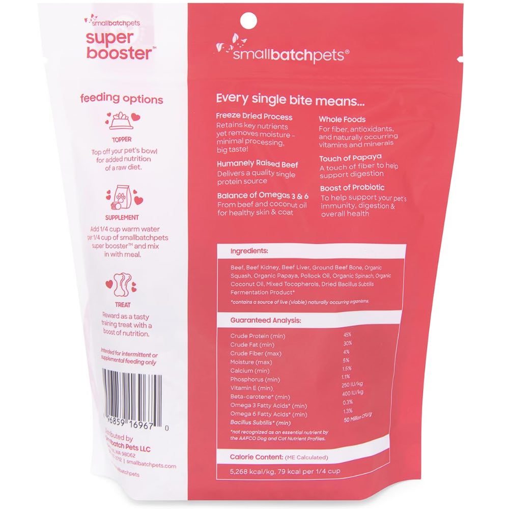 Smallbatch Super Booster Freeze Dried Beef Bites Cat & Dog Treats 7oz